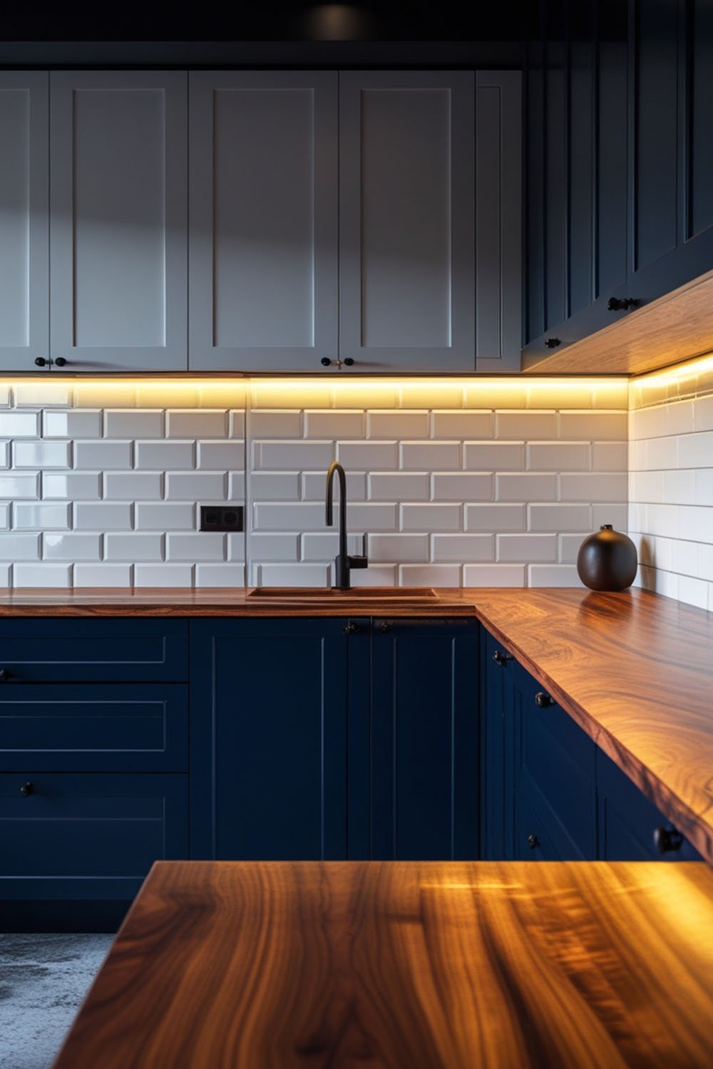 20 Beautiful Navy Kitchen Inspiration Ideas - Various Loft